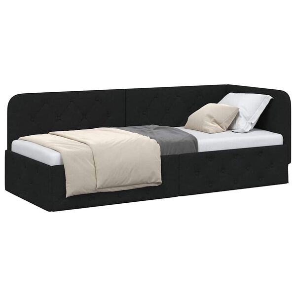 vidaXL Estrutura de Cama de Canto Preto 80 x 200 cm tecido