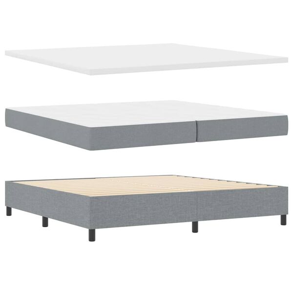 vidaXL Cama Box com colch&atilde;o Cinzento-claro 200 x 200 cm tecido
