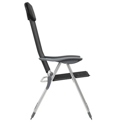 vidaXL Cadeiras de campismo dobráveis 2 pcs alumínio preto