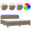 vidaXL Cama box spring colchão/LED 200x200cm tecido cinza-acastanhado