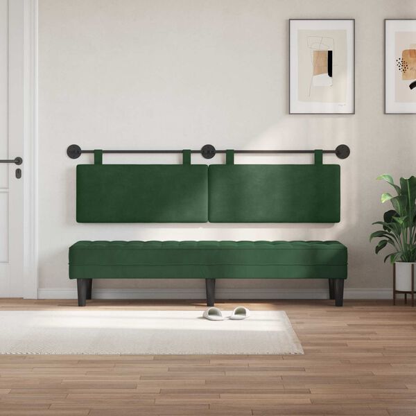 vidaXL Cabeceira Suspensa Liso Verde Selva 170 x 55 x 5 cm
