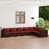 vidaXL 7 pcs conjunto lounge jardim c/ almofad&otilde;es vime PE castanho