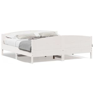 vidaXL Cama sem colch&atilde;o 200x200 cm madeira de pinho maci&ccedil;a branco