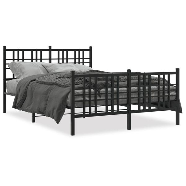 vidaXL Estrutura de cama com cabeceira e pés 120x200 cm metal preto