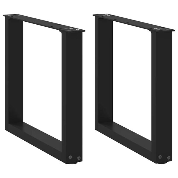 vidaXL P&eacute;s para mesa de centro em formato de U, 2 pe&ccedil;as, preto, 50x(42-43) cm, a&ccedil;o