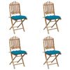 vidaXL 5 pcs conj. de jantar dobrável c/ almofadões p/ exterior bambu