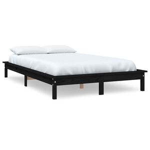 vidaXL Estrutura de cama 120x200 cm pinho maci&ccedil;o preto