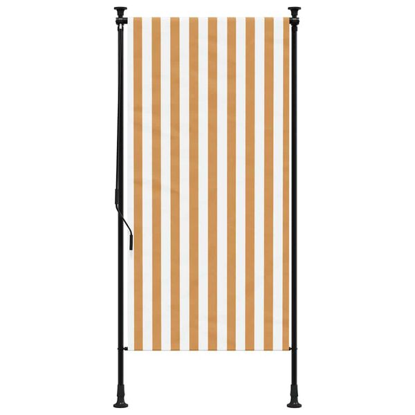 vidaXL Estore de rolo exterior 120x270 cm tecido/a&ccedil;o laranja e branco