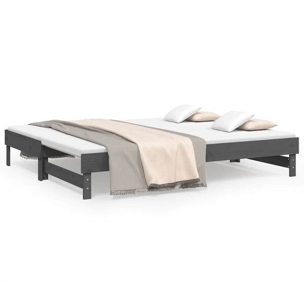 vidaXL Sof&aacute;-cama de puxar 2x(80x200) cm pinho maci&ccedil;o cinza