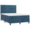 vidaXL Cama box spring c/ colch&atilde;o/LED 140x190 cm veludo azul-escuro