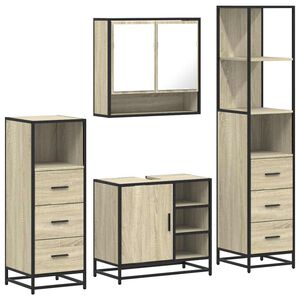 vidaXL 4 pcs conj. m&oacute;veis casa banho derivados madeira carvalho sonoma