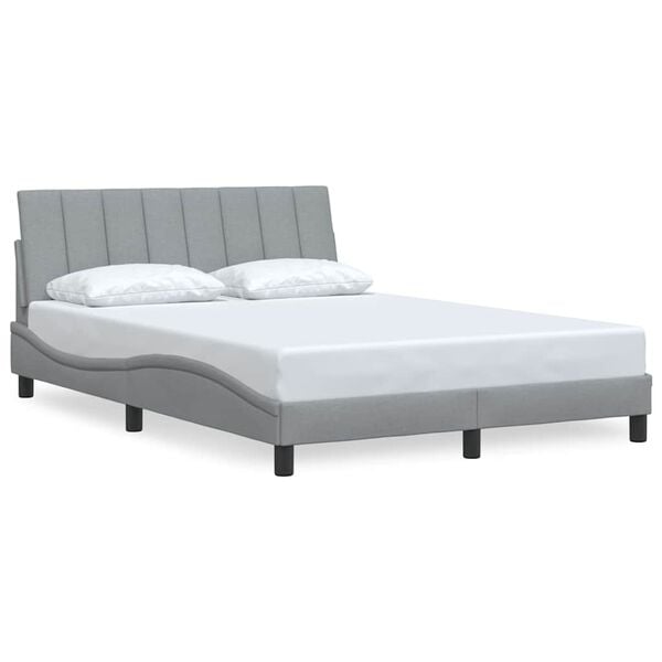 vidaXL Estrutura de cama sem colch&atilde;o Hanko 140x200 cm tecido cinzento-claro