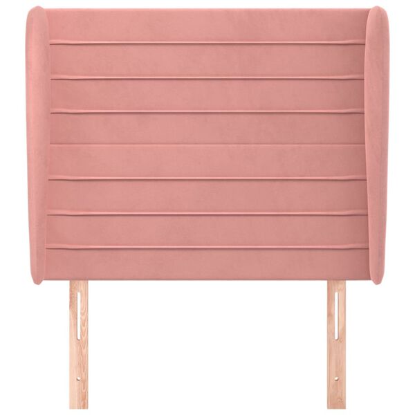 vidaXL Cabeceira cama c/ abas veludo 103x23x118/128 cm rosa