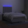 vidaXL Cama box spring c/ colch&atilde;o e LED 120x190 cm tecido cinza-claro