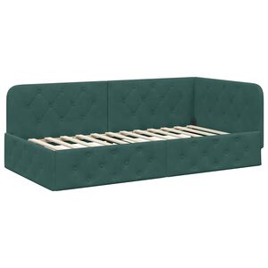 vidaXL Estrutura de Cama de Canto Verde Escuro 90 x 200 cm Veludo
