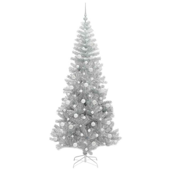 vidaXL &Aacute;rvore de Natal com 300 LEDs com suporte Prateado 210 cm PET