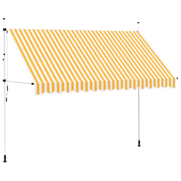 vidaXL Toldo retr&aacute;til manual 350 cm riscas laranjas e brancas