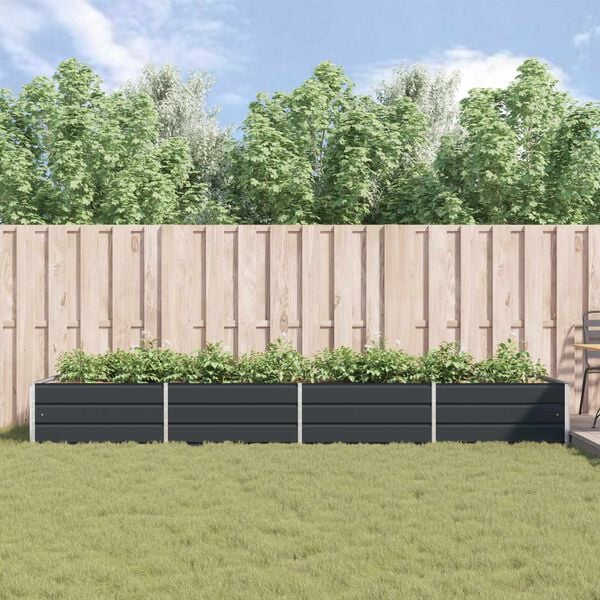 vidaXL Floreira Antracite 385 x 100 x 45 cm A&ccedil;o Galvanizado