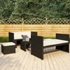 vidaXL 5 pcs conjunto lounge de jardim c/ almofad&otilde;es vime PE preto