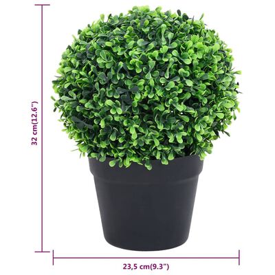 vidaXL Plantas bolas de buxo artificiais c/ vasos 2 pcs 32 cm verde