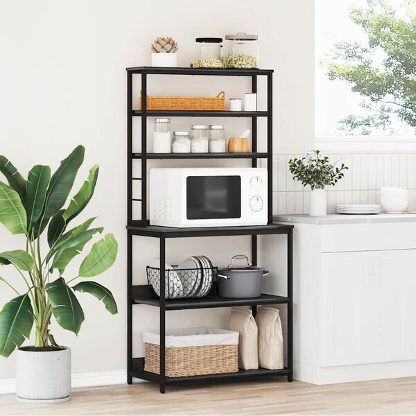 vidaXL Prateleira de Cozinha Carvalho Preto 80 x 40 x 168 cm