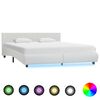 vidaXL Estrutura de cama com LED 160x200 cm couro artificial branco