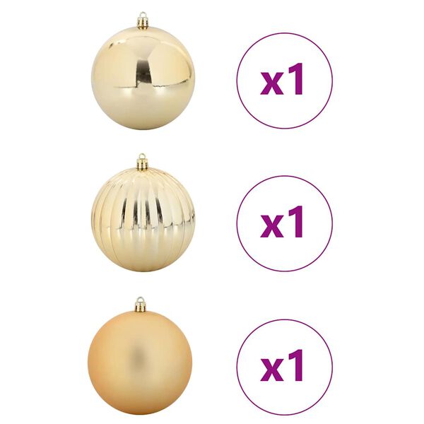 vidaXL Conjunto de Bolas de Natal 3 pcs Ouro Plástico