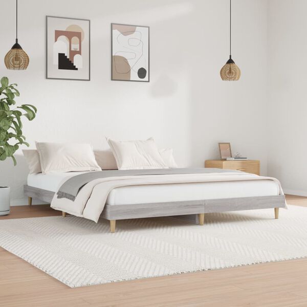 vidaXL Estrutura de cama 200x200 cm derivados madeira cinzento sonoma