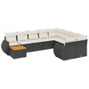 vidaXL 10 pcs conjunto sof&aacute;s de jardim c/ almofad&otilde;es vime PE preto