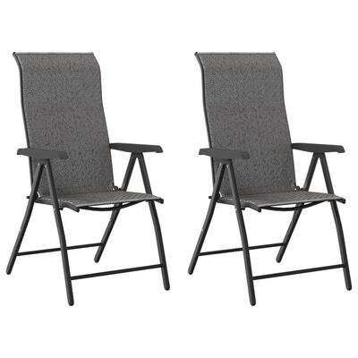 vidaXL Cadeiras de jardim dobráveis 2 pcs vime PE cinzento