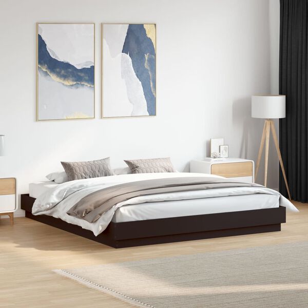 vidaXL Estrutura de cama 200x200 cm derivados de madeira preto