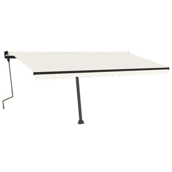 vidaXL Toldo retr&aacute;til manual com LED 450x350 cm cor creme