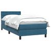 vidaXL Cama com molas/colch&atilde;o 100x220 cm veludo azul-escuro