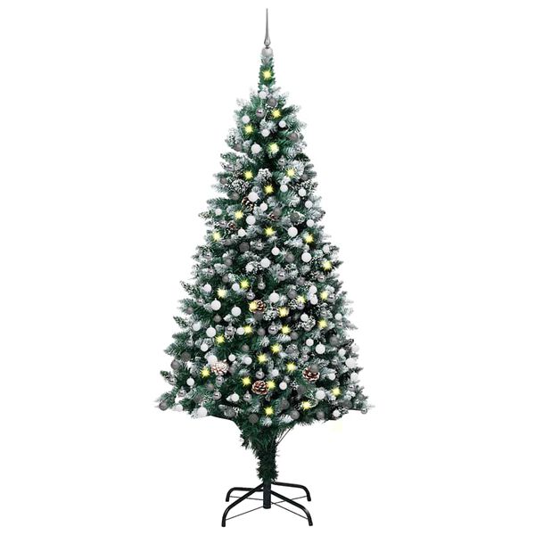 vidaXL &Aacute;rvore Natal artificial com LEDs e bolas e pinhas 240 cm