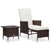 vidaXL 2 pcs conjunto lounge jardim c/ almofad&otilde;es vime PE castanho