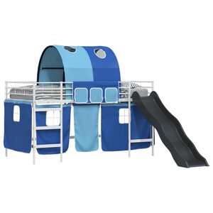 vidaXL Cama loft para crian&ccedil;as Branco e Azul 79,5 x 200 cm Metal