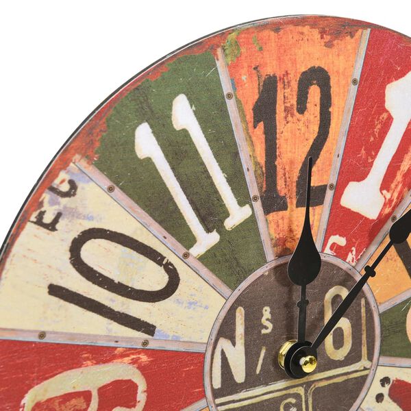 vidaXL Relógio de parede 30 cm MDF multicor