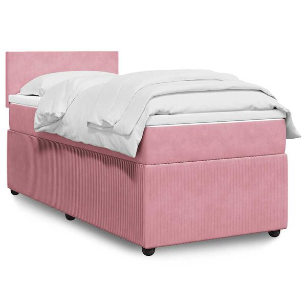 vidaXL Cama com molas/colch&atilde;o 100x200 cm veludo rosa