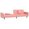 vidaXL Sof&aacute;-cama 2 lugares com duas almofadas veludo rosa