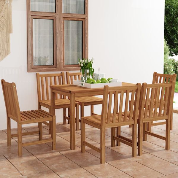 vidaXL Conjunto de jantar de jardim de 7 pe&ccedil;as 120x70 cm madeira de teca maci&ccedil;a
