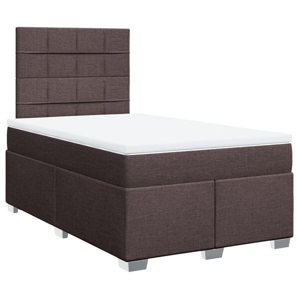 vidaXL Cama boxspring com colchão 120x190 cm tecido castanho-escuro