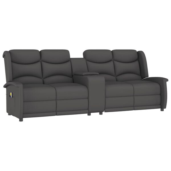 vidaXL Poltrona massagem 4 lug. reclin&aacute;vel c/suporte copo cinza-escuro