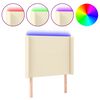 vidaXL Cabeceira cama c/ LED 103x16x118/128 cm couro artificial cr&egrave;me
