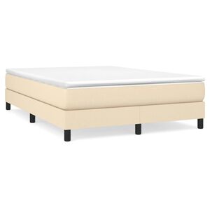 vidaXL Estrutura de cama com molas 140x190 cm tecido cor creme