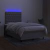 vidaXL Cama box spring c/ colch&atilde;o e LED 120x200 cm tecido cinza-claro