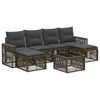 vidaXL Conjunto de Sof&aacute; de Jardim 7 unid. Cinza e Cinza Escuro vime PE