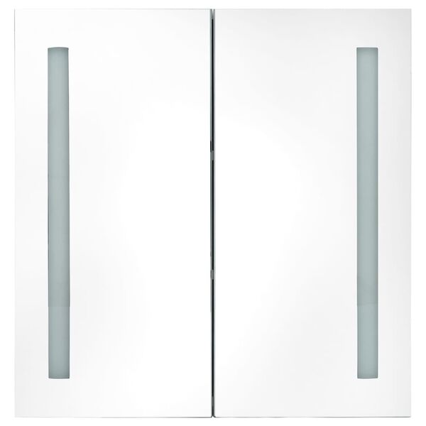 vidaXL Armário espelhado casa de banho LED 62x14x60cm branco brilhante