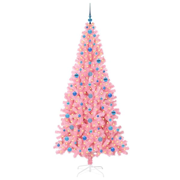 vidaXL &Aacute;rvore de Natal com 300 LEDs com suporte Rosa 210 cm PVC