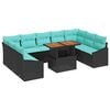 vidaXL Conjunto de Jantar para Jardim 10 pcs Preto e Azul-petr&oacute;leo