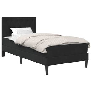 vidaXL Estrutura de cama com colch&atilde;o Preto 90 x 190 cm Veludo